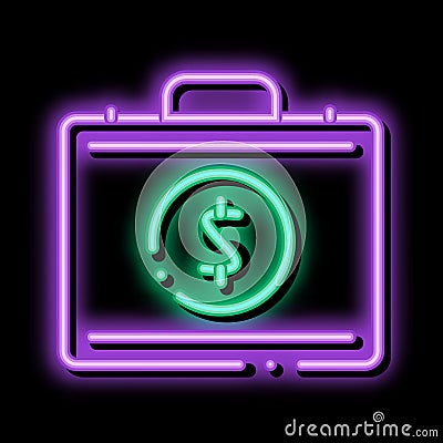 Money Dollars Case neon glow icon illustration Vector Illustration