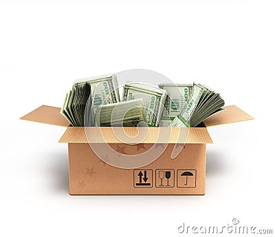 Money dollars packs in a box Stock Photo