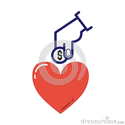 Money donation icon vector. Vector Illustration