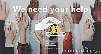 Money Donations Welfare Helping Hands Concept Stock Photo