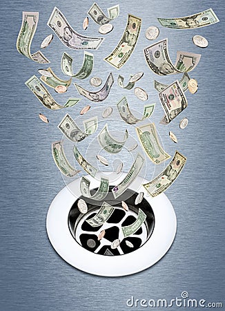 Money Down The Drain Stock Photo