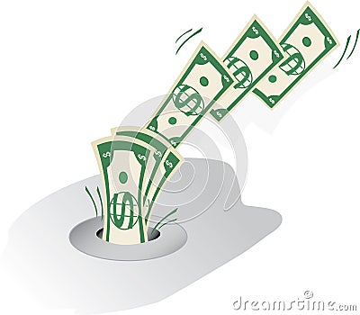 Money down the drain Vector Illustration