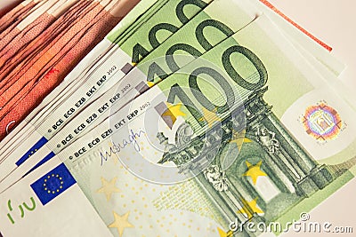 Money, euro, 100 euros, a lot of money, make life better, bank exchange currency Stock Photo