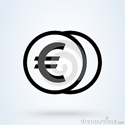 Money or Euro, payment sign icon or logo. Coin with EUR currency concept. Cash and money vector illustration Vector Illustration