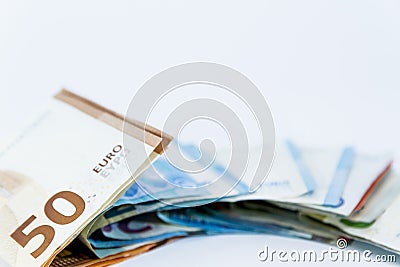 Money Euro value banknotes with padlock, European Union payment system Stock Photo