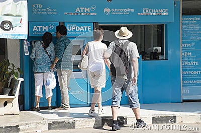 Money exchange and ATM machines Editorial Stock Photo