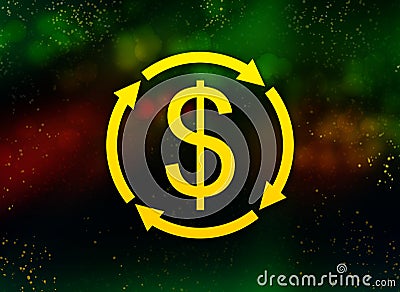 Money exchange dollar sign icon abstract bokeh dark background Stock Photo