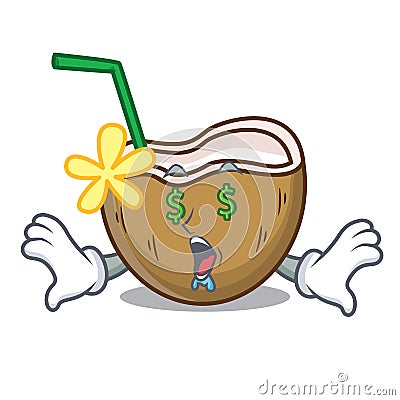 Money eye cocktail coconut mascot cartoon Vector Illustration
