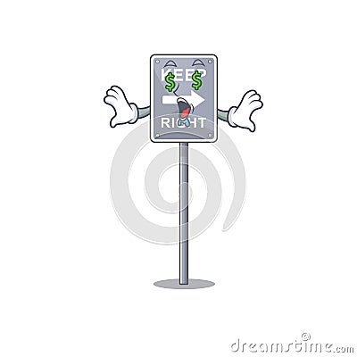 Money eye keep right on side road character Vector Illustration