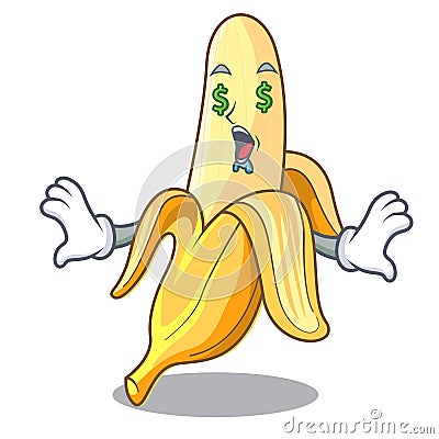 Money eye tasty fresh banana mascot cartoon style Vector Illustration