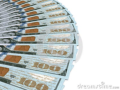 Money fan. New one hundred dollars. Cartoon Illustration