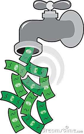 Money Faucet Vector Illustration