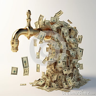 Money Faucet: A Baroque Depiction Of Wealth And Abundance Stock Photo