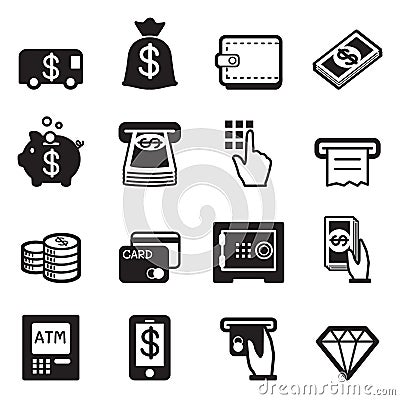 Money, finance, banking credit card icons vector Vector Illustration