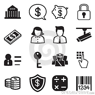 Money, finance, banking silhouette icons vector set Vector Illustration