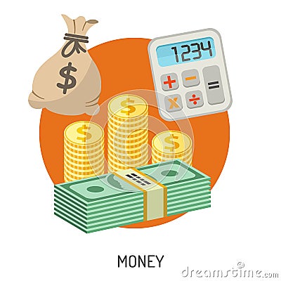 Money and Finance Flat Icons Vector Illustration