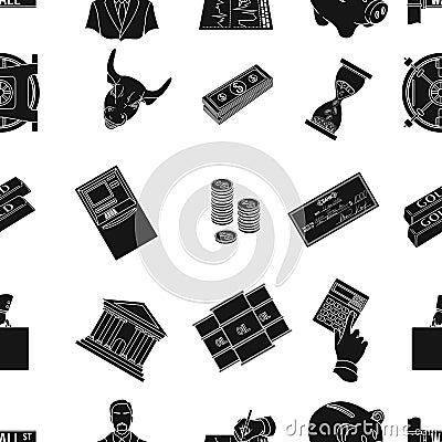 Money and finance pattern icons in black style. Big collection of money and finance vector symbol stock illustration Vector Illustration