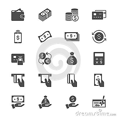 Money flat icons Vector Illustration