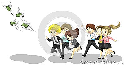 Money is flying away from business and office people Vector Illustration