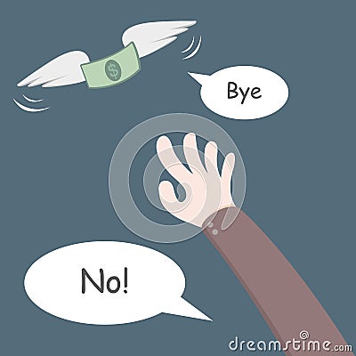 Money flying away from hand Vector Illustration