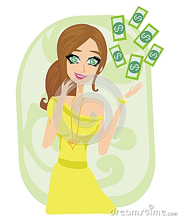 Money flying from the sky Vector Illustration