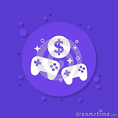 money for games icon with gamepads, vector Vector Illustration