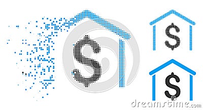 Dissolved Dot Halftone Money Garage Icon Vector Illustration