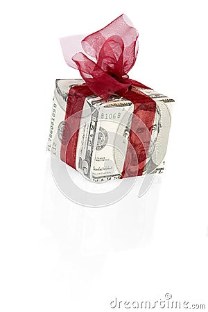 Money gift box of 5 dollar Stock Photo