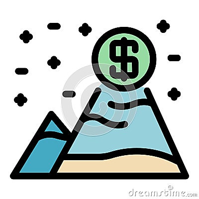 Money grow mountains icon color outline vector Vector Illustration