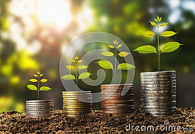 money growht in soil and tree concept , business success finance Stock Photo