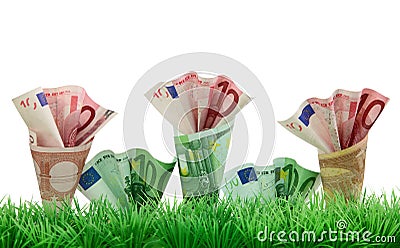 Money growing in grass Stock Photo