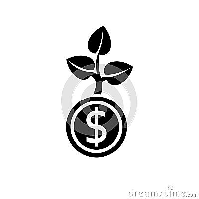 Money growth black icon. Investment concept. Vector Illustration