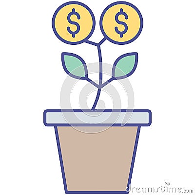 Money growth Isolated Vector icon which can easily modify or edit Vector Illustration