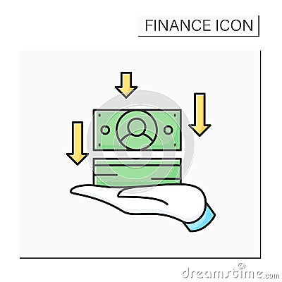 Money handed color icon Vector Illustration