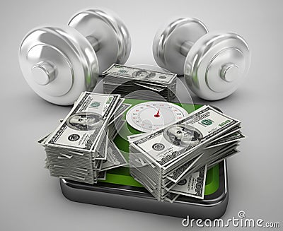 Money for health and fitness Stock Photo