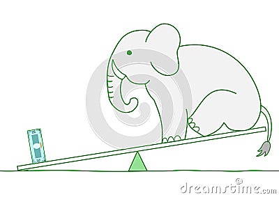 Money is heavier than elephant Vector Illustration