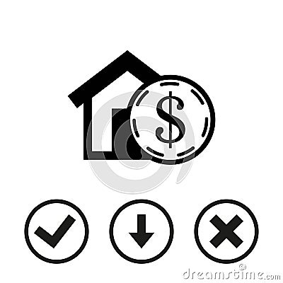 Money home dollar icon stock vector illustration flat design Vector Illustration