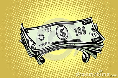 Money hundred dollar banknotes Vector Illustration