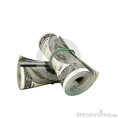 money hundred dollars bill rol colection 3d render on white no s Stock Photo