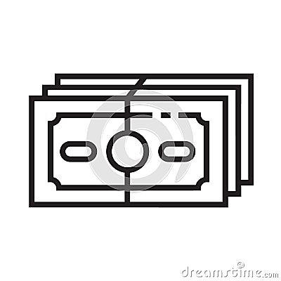 Money icon is in line and pixel perfect style. Business symbol for web design. Vector Illustration