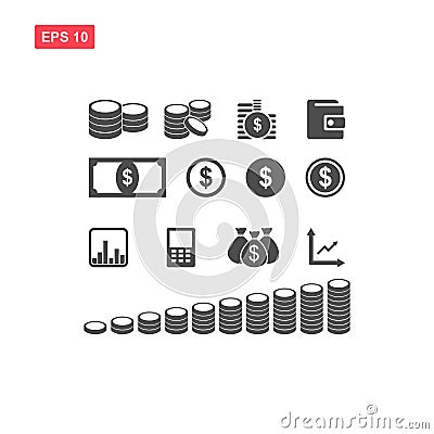 Money icon set Vector Illustration