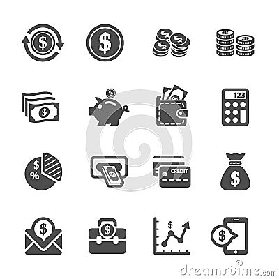 Money icon set, vector eps10 Vector Illustration