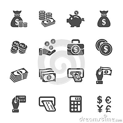 Money icon set, vector eps10 Vector Illustration