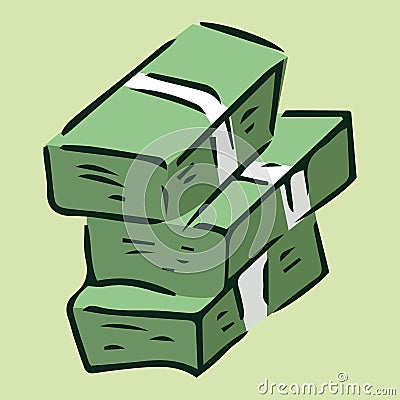 Money icon. Vector illustration of a pack of dollar bills. Hand drawn money in a bundle Vector Illustration