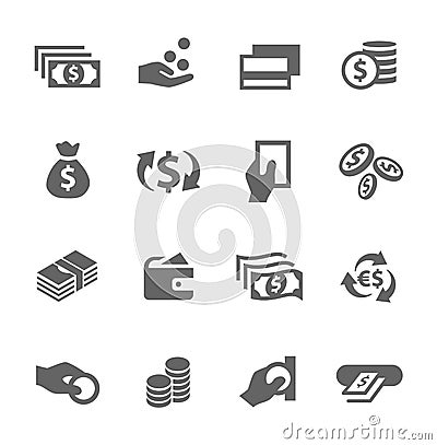 Money icons set. Vector Illustration