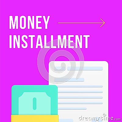 Money installment banking loan approval credit social media post design template 3d realistic vector Vector Illustration