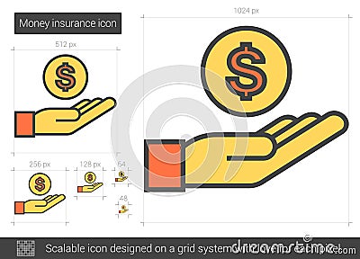 Money insurance line icon. Vector Illustration