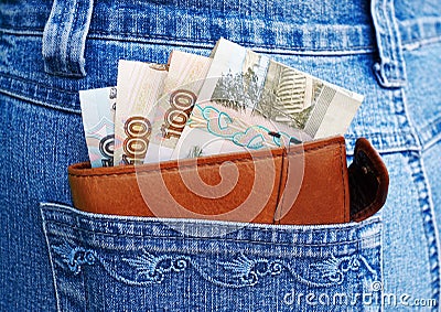 Money and jeans Stock Photo