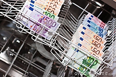 Money laundering with euronotes Stock Photo