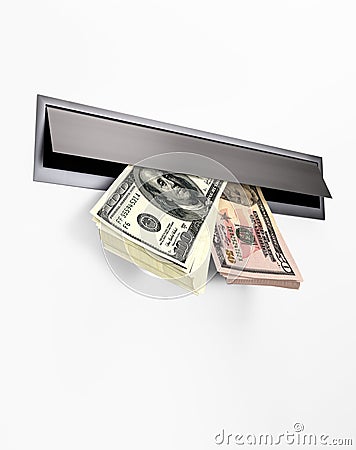 Money in a Letterbox II Stock Photo